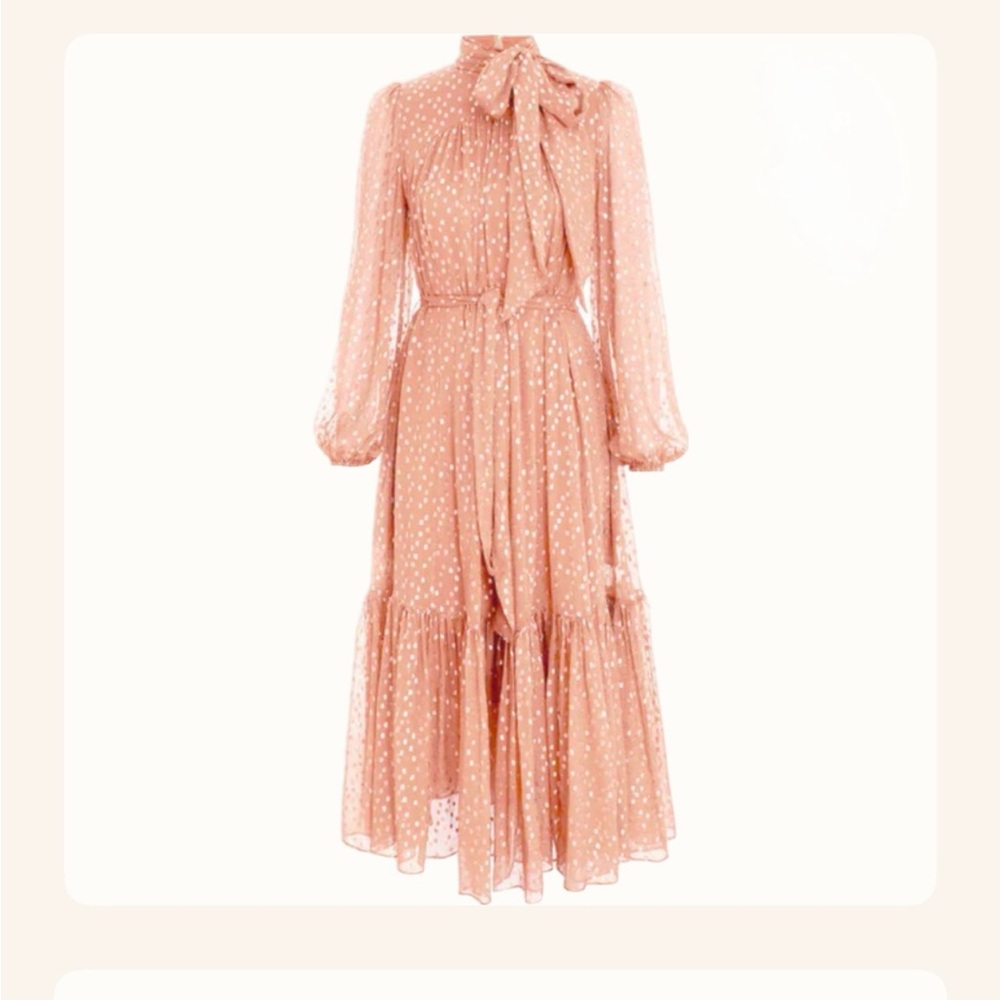 Zimmermann Tie Neck Billow Midi Dress